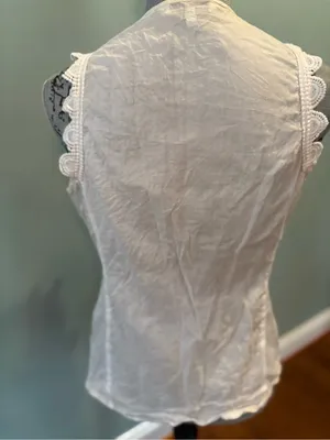Express White Lace-Trim Button Front Camisole Blouse thumbnail 6