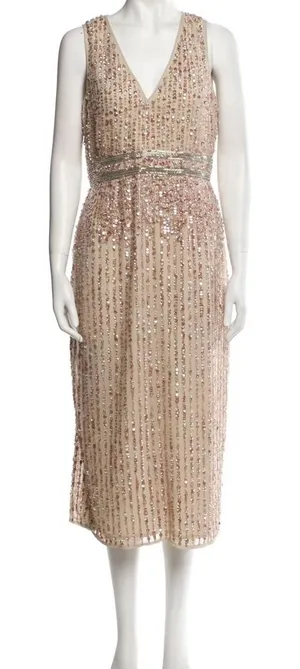 Mac Duggal Fully Embellished Sleeveless‎ MIDI Cocktail Formal Size 10 thumbnail 1