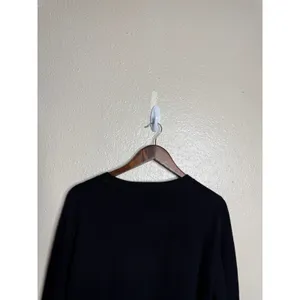 Boden 100% Cashmere Crewneck Sweater Womans L Black Green Trim Ribbed Edges thumbnail 6