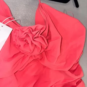 Lucy Paris Pink Ruched Bubble Hem Mini Dress Halter Detachable Flower XL thumbnail 3