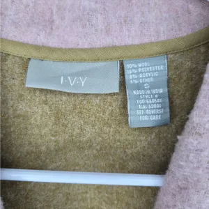 Vintage IVY Wool Blend Embroidered Blanket Vest Shawl Collar Boho Artsy Fall S thumbnail 5