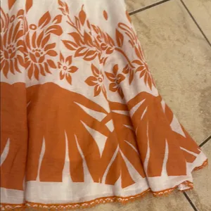 White and Cream Mini A-Line Skirt with Pleated Resort Style thumbnail 3
