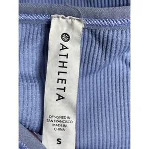 Athleta Women's Blue Ribbed Knit Sleeveless Yoga Workout Athletic Crop Top Sz S thumbnail 5