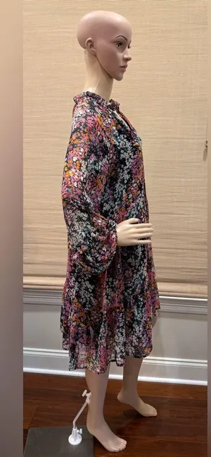 Vince Camuto Multicolor Floral Long Sheer Sleeve Dress thumbnail 2