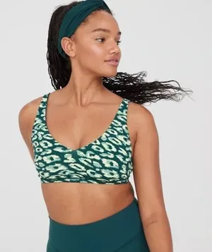 Aerie Offline Green Camo Athletic Workout Mesh Sports‎ Bra Womens Size Small thumbnail 1