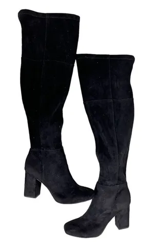 Over the Knee Boots Womens Square Toe‎ Block Heel Size 6 thumbnail 1