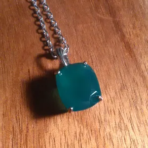 Verde Onyx Sterling Silver Pendant Stainless Steel Necklace thumbnail 3