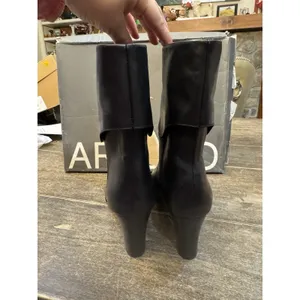 Arezzo Women's Black Leather Vivian Mid Block Rounded Toe Equestrian Size 10B thumbnail 7