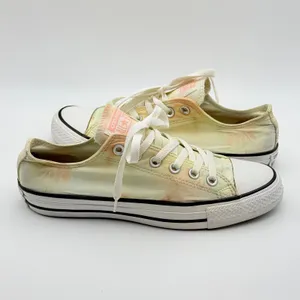 Converse Chuck Taylor Sneakers Womens 8 Yellow Palm Tree Tie Dye Low Top Shoes thumbnail 3