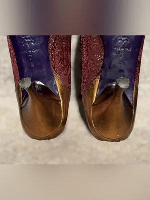 Donald J Pliner Couture Paisley Brocade Pointed Toe Kitten Heel Mules Y2K Glam thumbnail 12