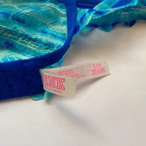 PINK Victoria's Secret Blue Lace Racerback Bra SZ L thumbnail 4