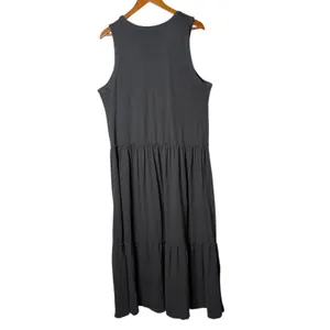 Aerie Cotton Midi Maxi Dress Tiered Womens XL Gray Distressed Grunge Flowy FLAW thumbnail 3