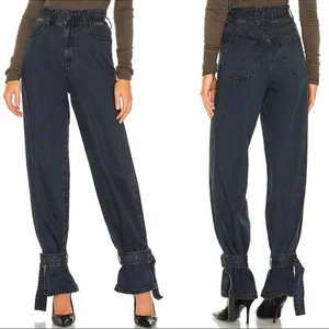 NWT WeWoreWhat Paper Bag Buckle Canal Denim Jeans Danielle Bernstein Size 28 thumbnail 2