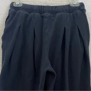 FREE PEOPLE BEACH Black Washed Drawstring Waist Pleated Wide Leg Cropped Pant XS thumbnail 4