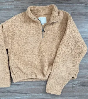 American Eagle sherpa cropped quarter zip thumbnail 1