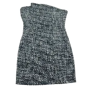 Tobi Strapless‎ Mini Dress M Black Grey Tweed Bodycon Fitted Chic Night Out thumbnail 4