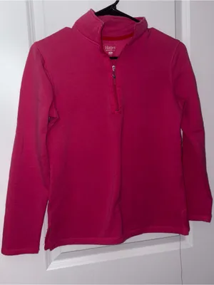 Hanes Women’s Hot Pink Half-Zip Fleece Pullover Size: S thumbnail 1