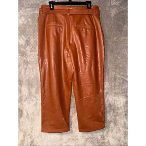 Abercrombie & fitch Brown Faux Leather Ankle Wide Leg Paper Bag Pants XLP#764 thumbnail 9