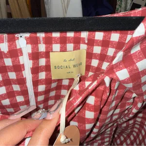 Le Club Social Wear Red Gingham Square Neck Mini Dress Womens XS New NWT thumbnail 6