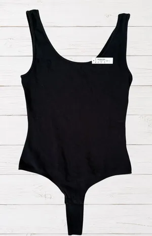 Madewell NWT Black Ribbed Scoop Neck‎ Sleeveless Bodysuit Size Small thumbnail 1