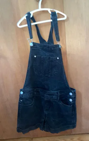 Denim Overall Shorts Black Size M thumbnail 1