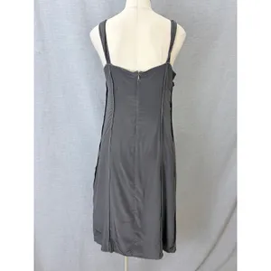 A Pea in the Pod Silk Maternity Dress L Charcoal Gray Empire Waist Cocktail thumbnail 4