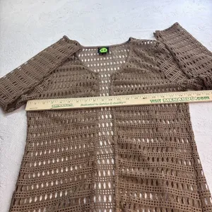 Tunnel Vision Women's XXL Crochet Duster Open Cardigan Taupe Boho Long Sleeve thumbnail 15