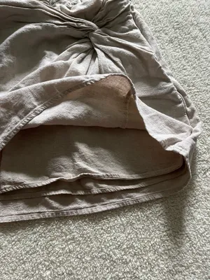 Abercrombie & Fitch Skirt Womens Tan Linen Blend Mini Skirt Wrap thumbnail 4