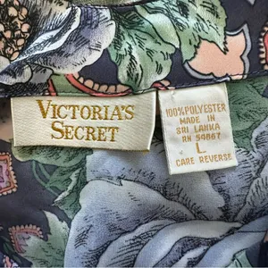 Victoria’s Secret Vintage Gold Label Navy Blue Floral Slip Dress Size Large thumbnail 3