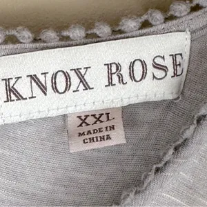 Knox Rose Light Gray Womens Lace Trim Ruffle Sleeve Blouse XXL Boho Feminine thumbnail 2