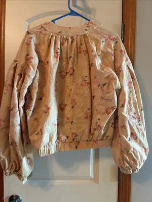 Free People Beige Floral Cropped Bomber Jacket thumbnail 10