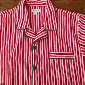Pajamagram Pajamas Christmas Candy Cane Flannel Top Satin Shorts Size Large thumbnail 5