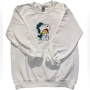Gildan Snoopy & Woodstock Christmas embroidered pullover size small thumbnail 3