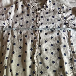 Puro Lino Italy 100% Linen Polka Dot Shirt Blouse Coastal Resort Matching Set thumbnail 6