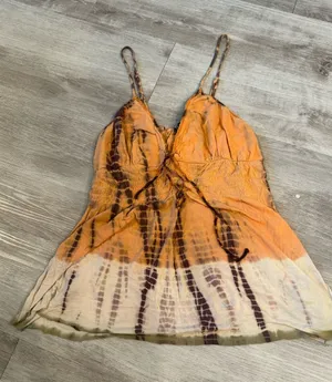 MY CHOICE Y2K Babydoll Orange & Brown Tank Size XL thumbnail 1