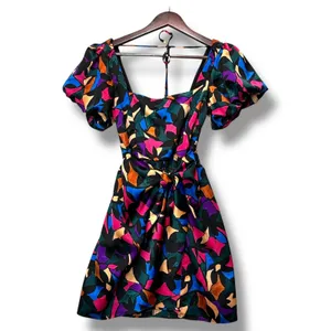 Show Me Your Mumu Puff Sleeve Mini Dress S Abstract Print Ruffle Hem Party‎ thumbnail 2
