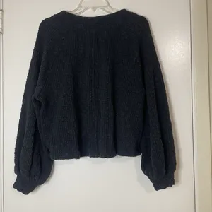 Free People FP beach fuzzy black oversized cardigan sweater size small thumbnail 4