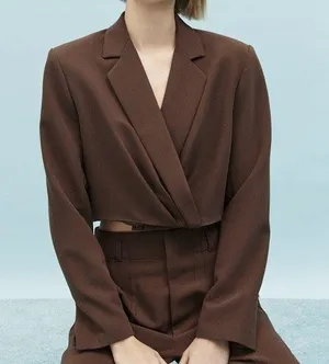 ZARA NWT  Brown CROPPED SHOULDER PAD BLAZER. thumbnail 9