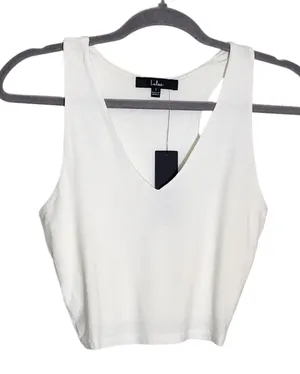 Lulus White V-Neck Sleeveless Crop Top Size Small NWT thumbnail 1