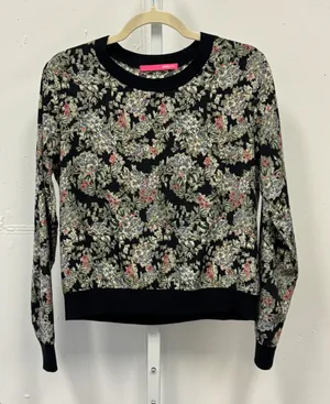 Pink Yotto Floral‎ Crewneck Long Sleeve Top Black Multi Botanical Print Small thumbnail 1