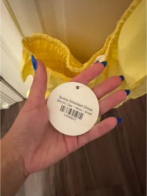 Yellow one shoulder ruffle dress thumbnail 3