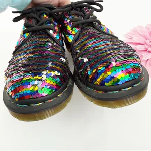 Dr. Martens 1461 Pascal Rainbow To Silver Sequin Oxfords Lace Up Shoes thumbnail 4