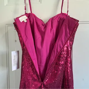 Torn by RONNY KOBO Lindsay Sequin Bow Mini Dress, Color Tulip Pink, Size M, NWT thumbnail 9