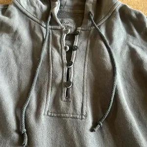 Aerie oversized hooded pull over dark wash gray thumbnail 6
