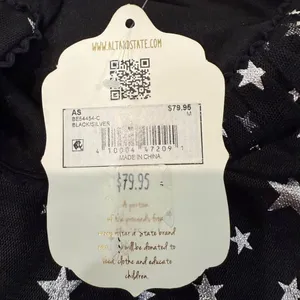 Altar’d State NWT Star Print Mini Dress Women’s Medium Black/Silver Ruched Sides thumbnail 7