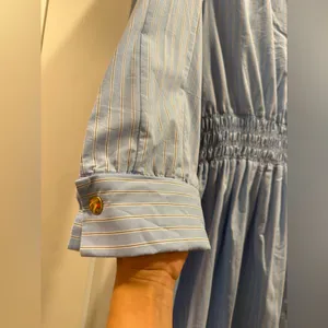Zara‎ Light Blue Striped Shirt dress size L thumbnail 5