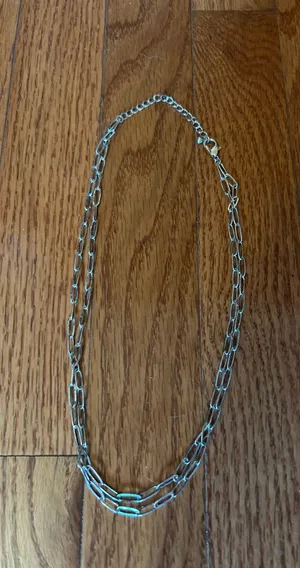 Layered Paper Clip Necklace Silver thumbnail 1