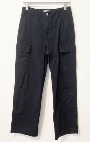 HM Cargo Pants Size 6 Faded‎ Black High Rise Wide Leg Baggy Alternative Grunge thumbnail 1