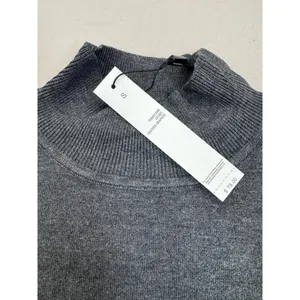 T Tahari Womens Mock Neck Sweater Top Size S Dark Grey Soft Knit Metallic Logo thumbnail 4