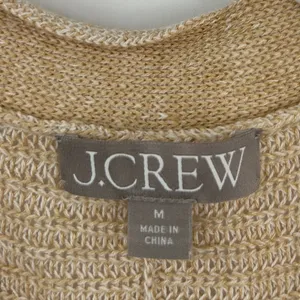 J.Crew Womens Tan Linen Cotton Knit V-Neck Button Cardigan Sweater Size M‎ thumbnail 4
